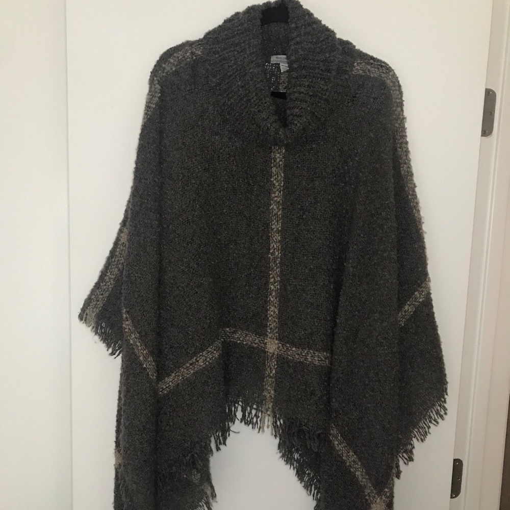 World Market Grey Poncho Sweater